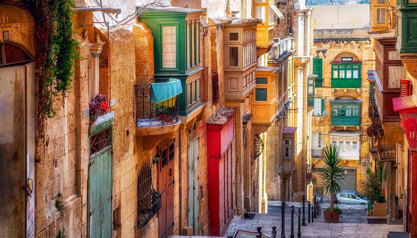 Valletta - Street of Valletta Town, Malta
